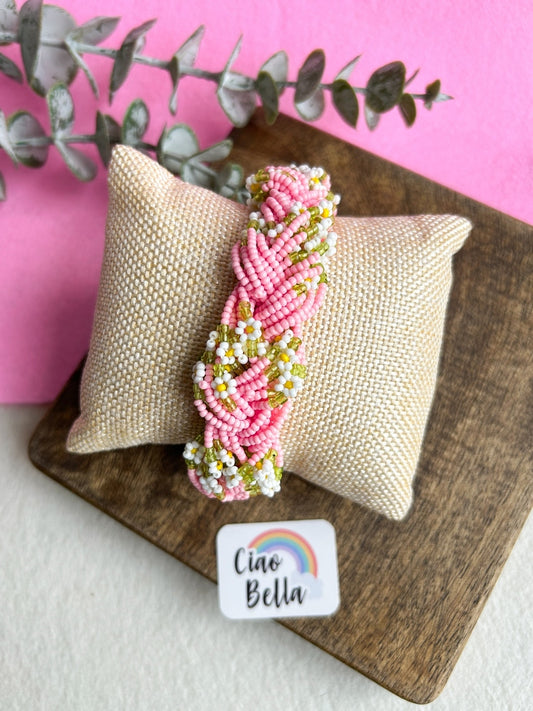 Luxe Flora Pink Handmade Beaded Bracelet