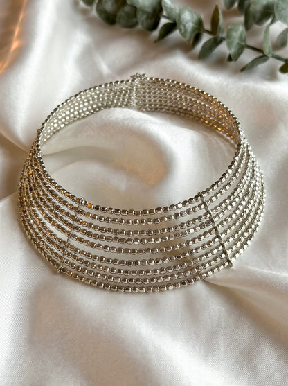 Myra Silver Beaded Handmade Hasli Necklace