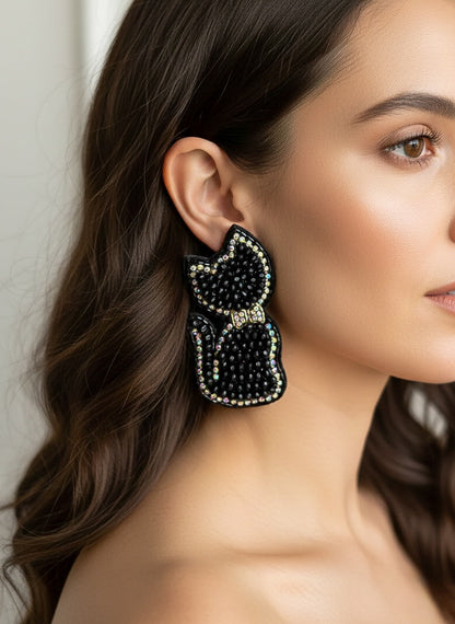 Luna Cat Handmade Beaded Earrings