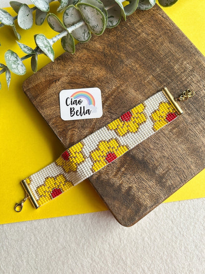 Sunlit Blossom Handmade Beaded Bracelet