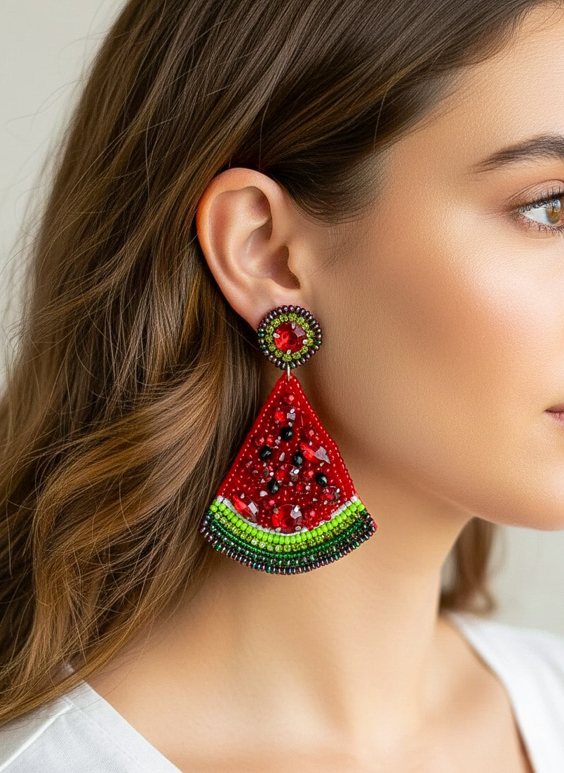 Watermelon Crush Handmade Beaded Earrings