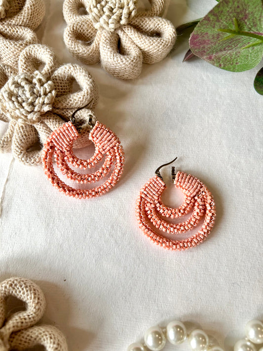 Blush Pink Hoop Handmade Beaded Earrings