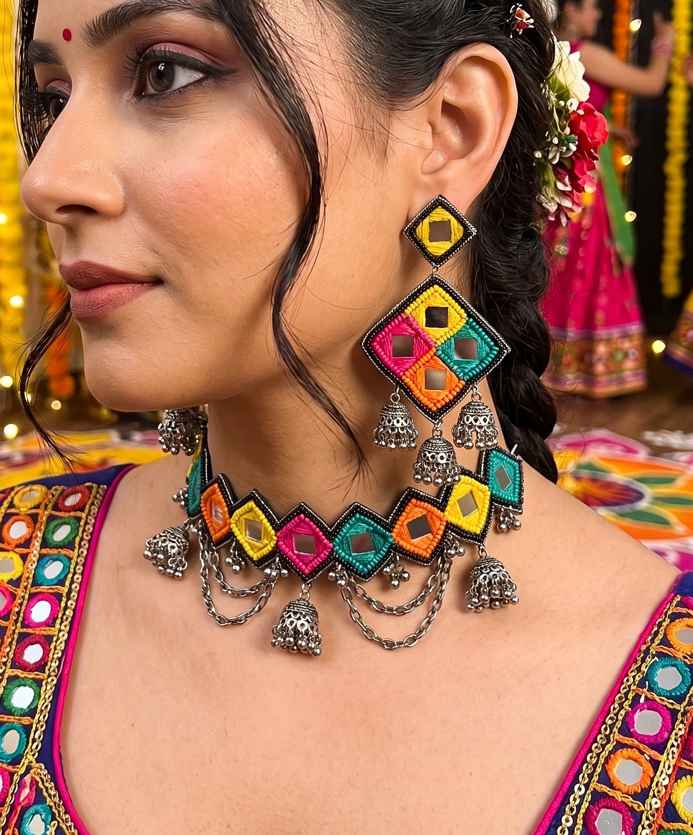 Ranjhana Handmade Beaded Necklace & Earrings Set