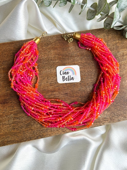 Gulnar Handmade Beaded Necklace + Earrings Set
