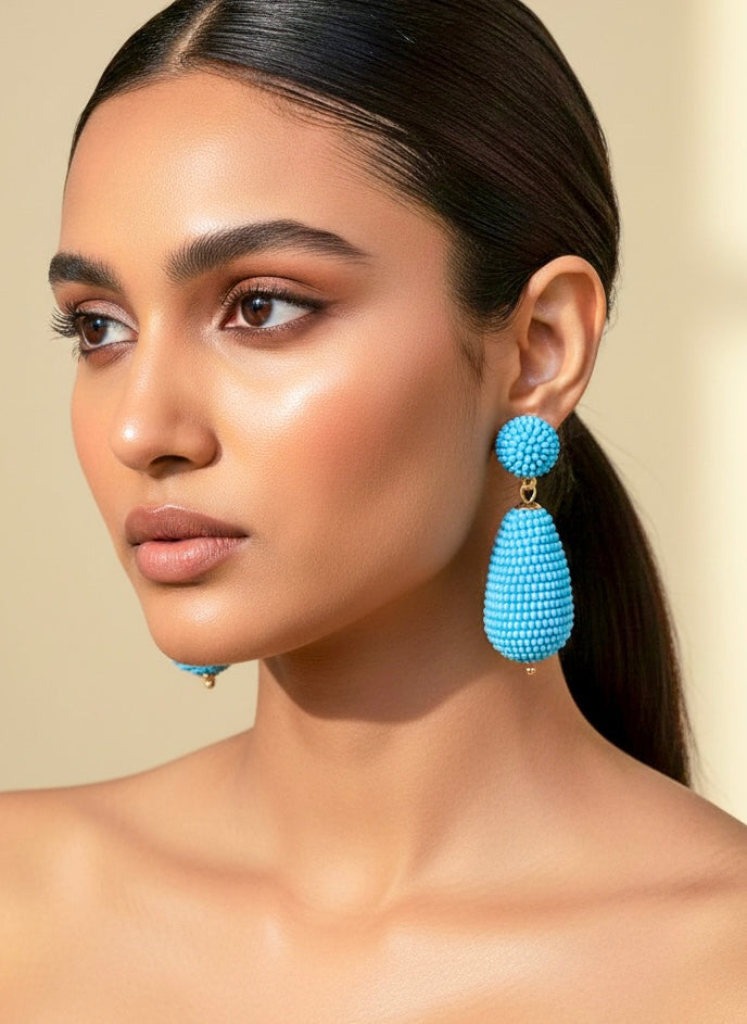 Baby Blue Drop Handmade Beaded Earrings