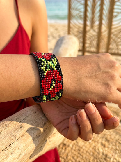 Eternal Red Rose Handmade Beaded Bracelet