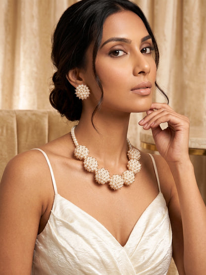 Sitara Pearl Handmade Necklace + Stud Earrings Set
