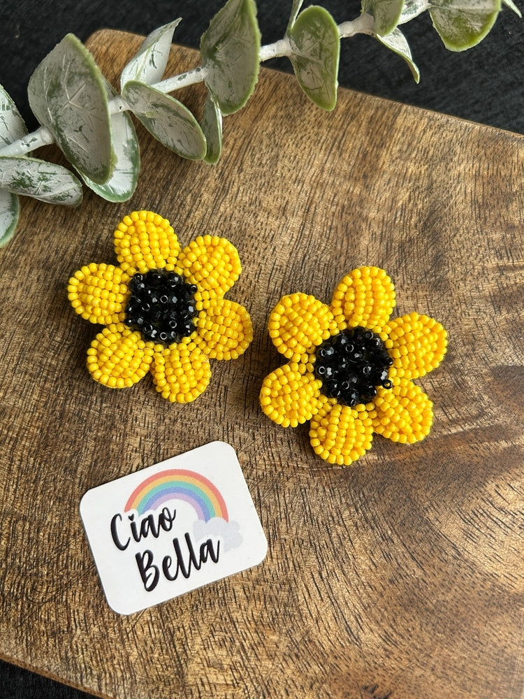 Sunflower Stud Handmade Beaded Flower Earrings