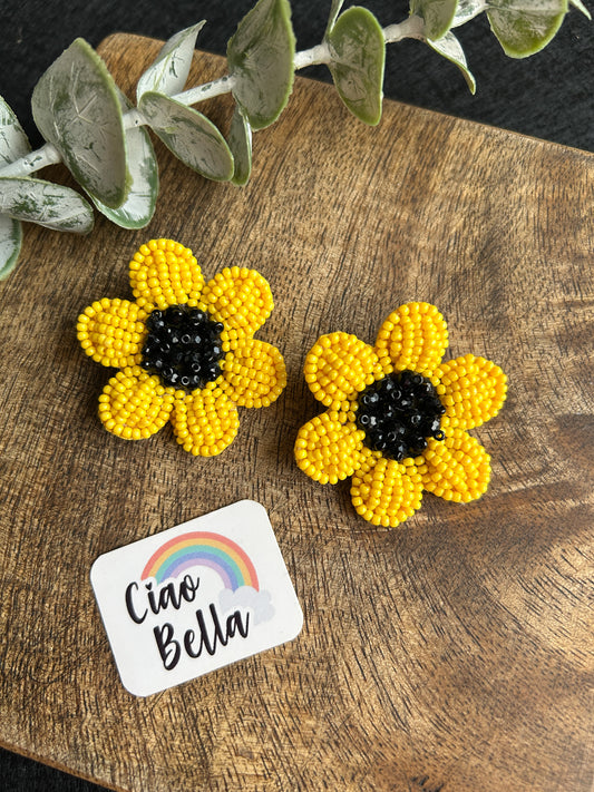 Sunflower Stud Handmade Beaded Flower Earrings