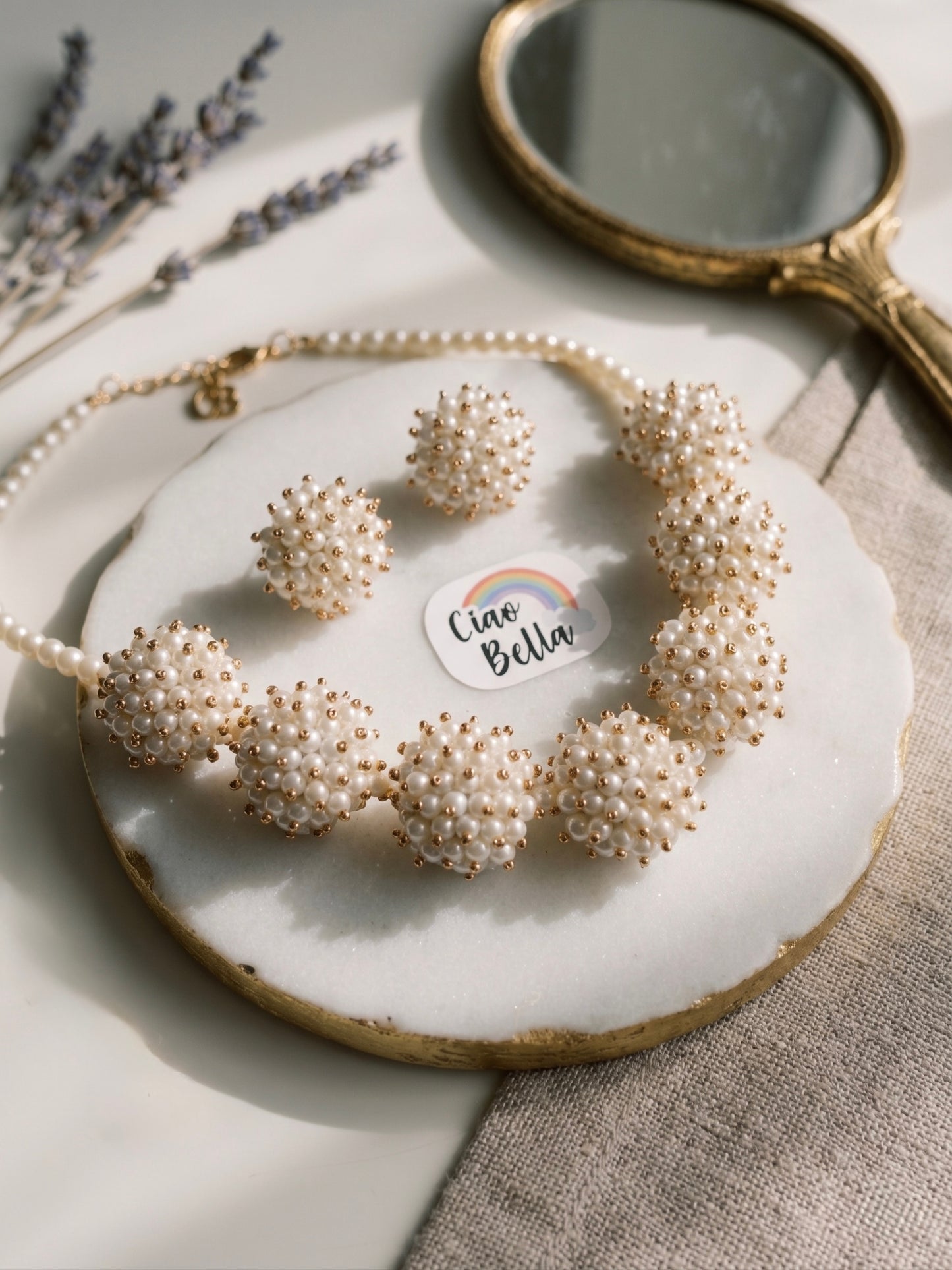 Sitara Pearl Handmade Necklace + Stud Earrings Set