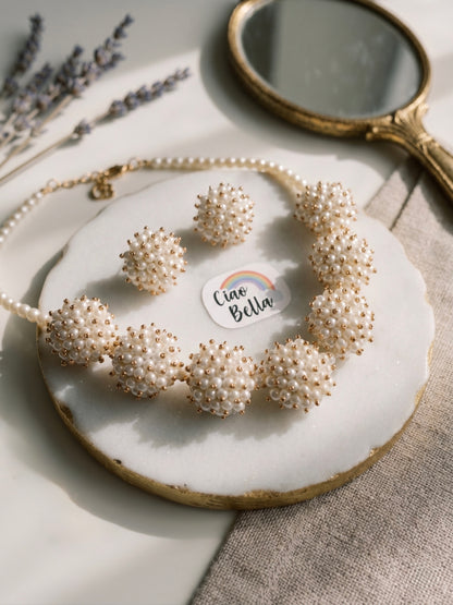 Sitara Pearl Handmade Necklace + Stud Earrings Set