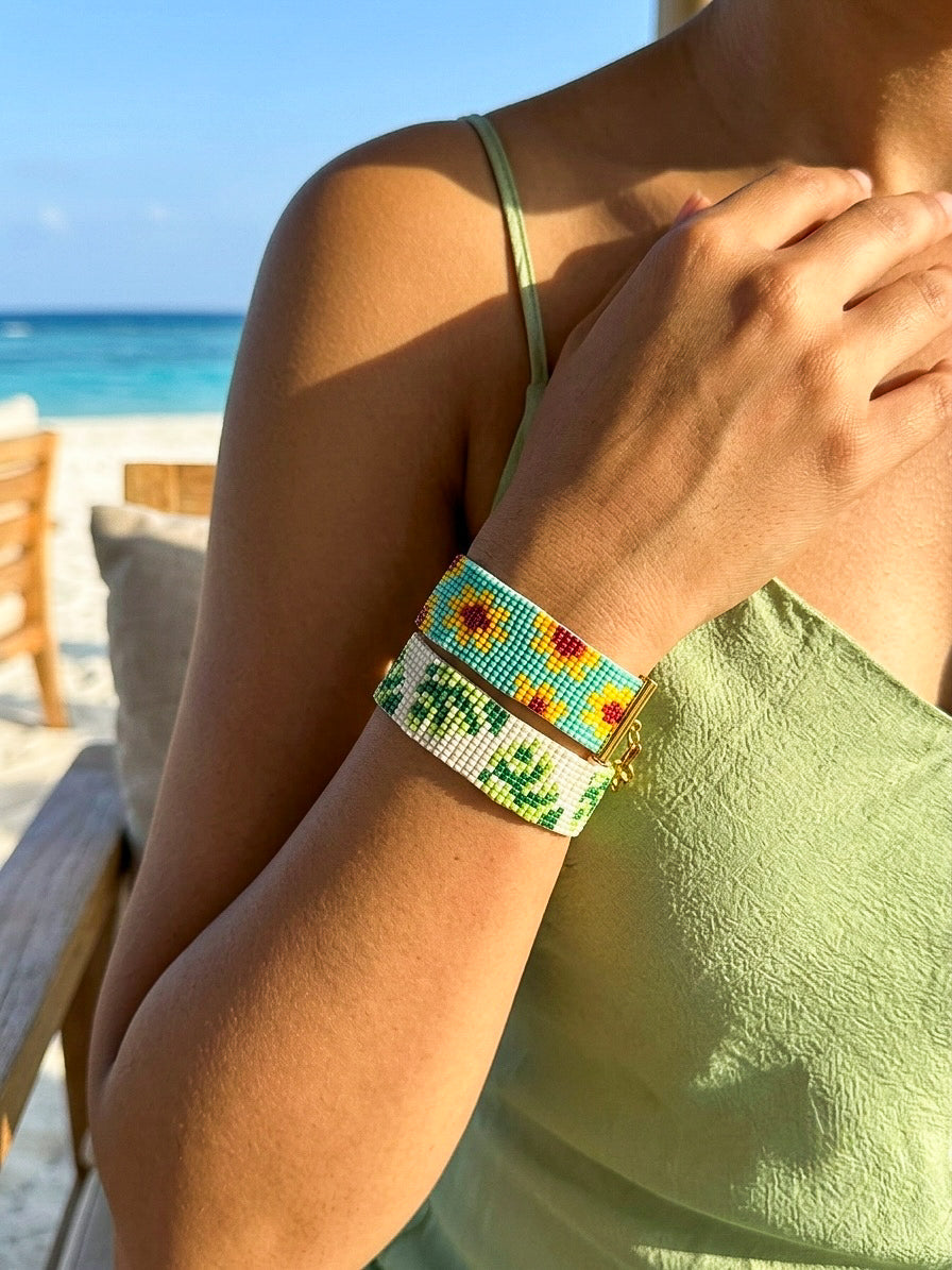 Golden Palm Stack Handmade Beaded Bracelet