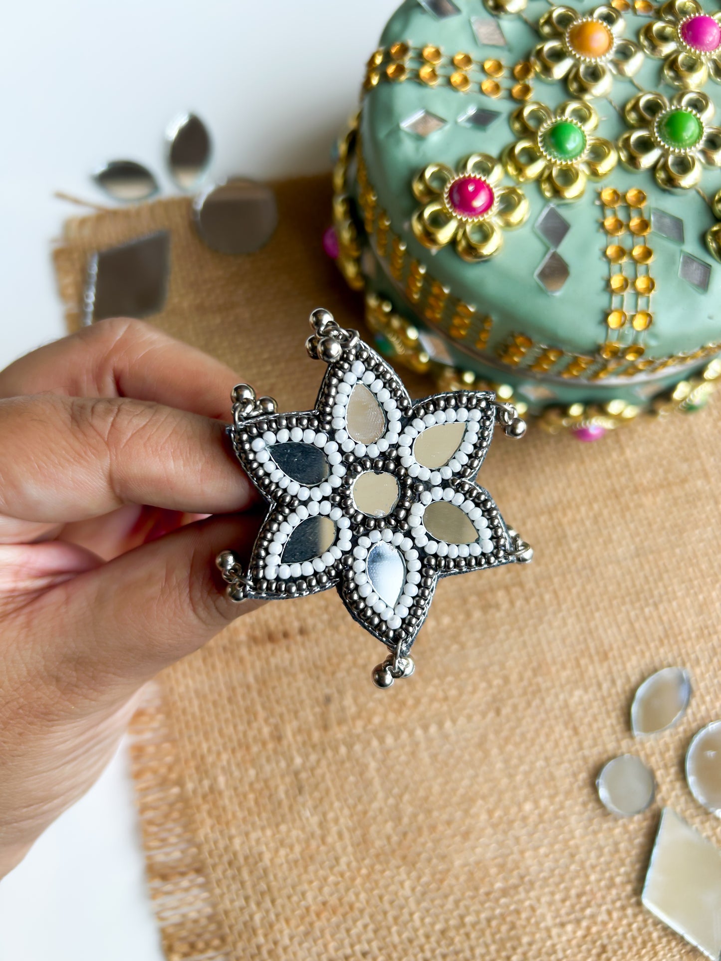 Naaz Mirror Handmade Beaded Ring