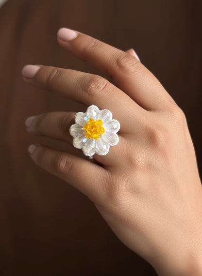 Daisy Dream Handmade Beaded Flower Ring