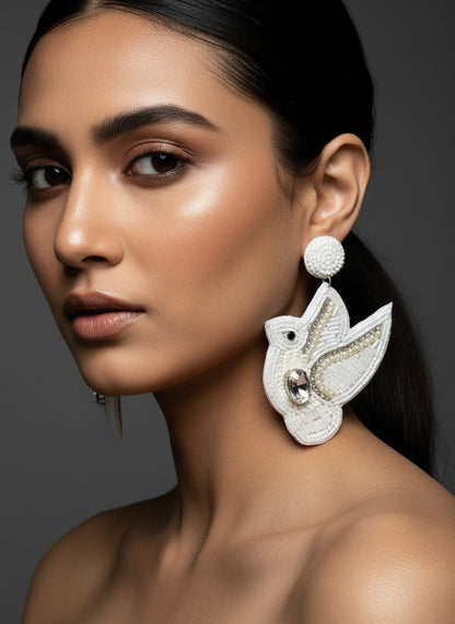 Masakali Handmade Beaded Bird Earrings