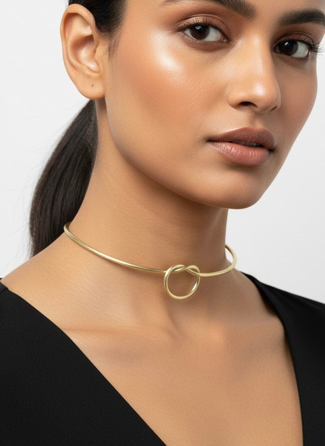 Knotted Brass Hasli Necklace