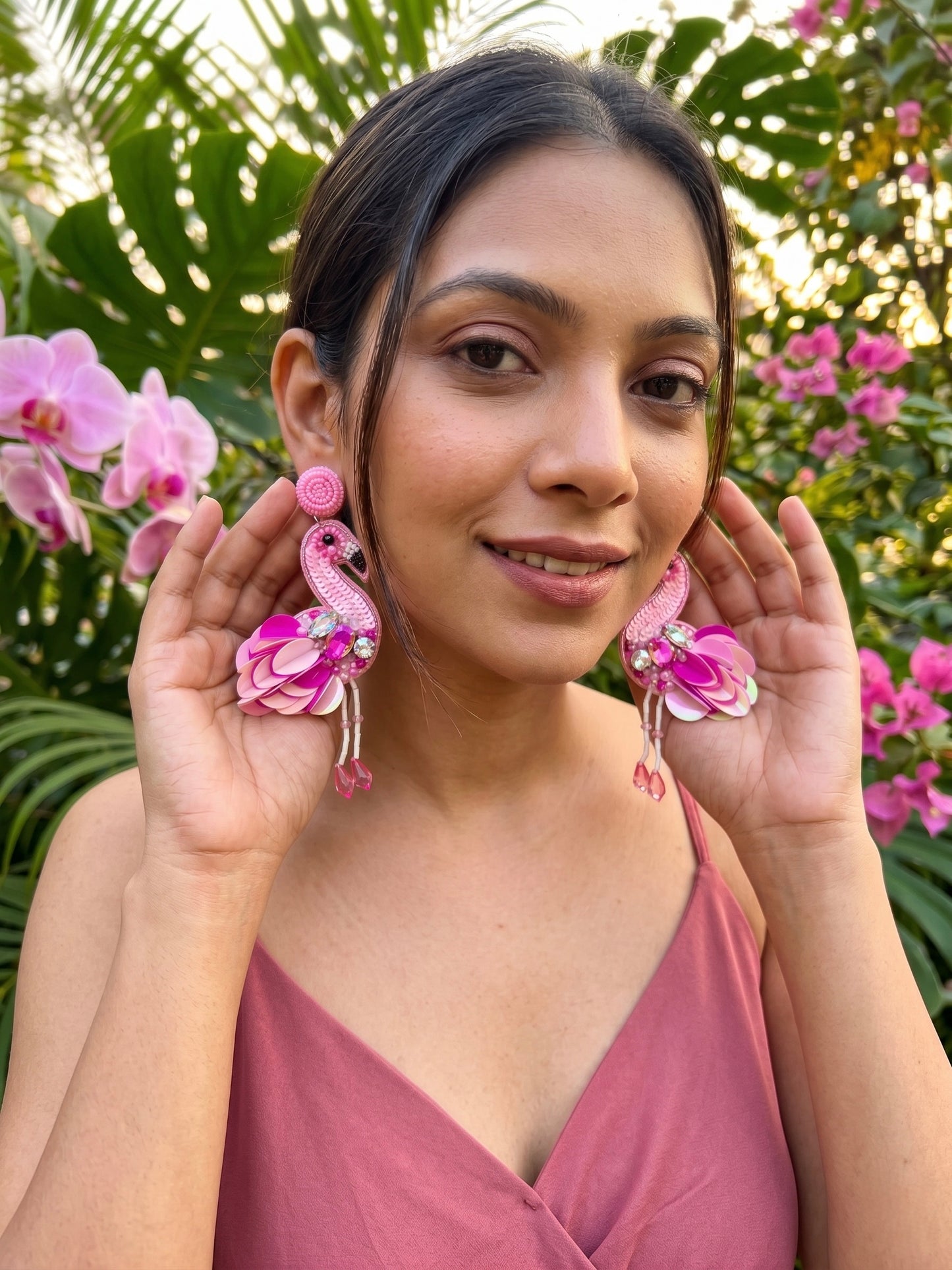 Flamazing Flamingo Pink Handmade Beaded Bird Earrings