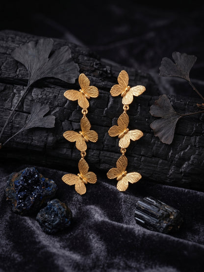 Wild Flutter Butterfly Handmade Brass Earrings
