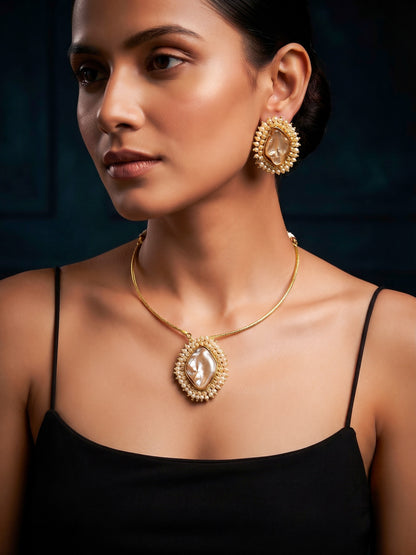 Baroque Pearl Handmade Brass Necklace Set