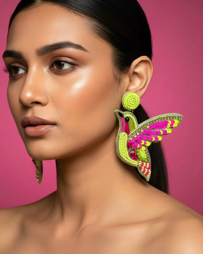 Humming Bird Handmade Beaded Earrings