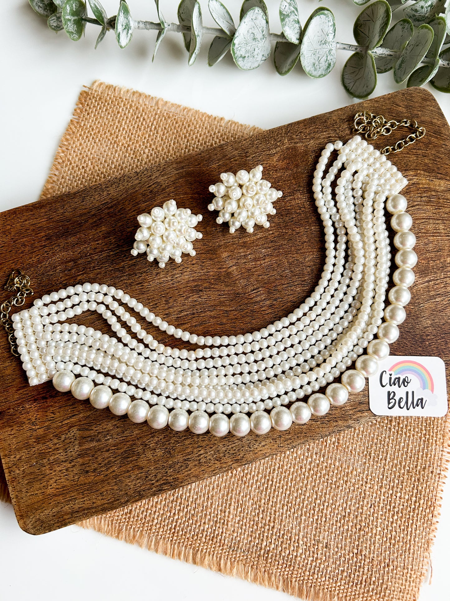 Ruhani Pearl Handmade Necklace + Earrings Set