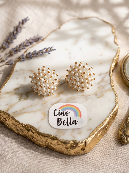 Sitara Pearl Stud Handmade Beaded Earrings