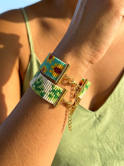 Golden Palm Stack Handmade Beaded Bracelet