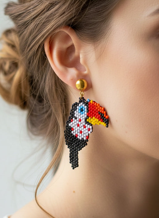 Tropical Tucson Handmade Beaded Bird Earrings