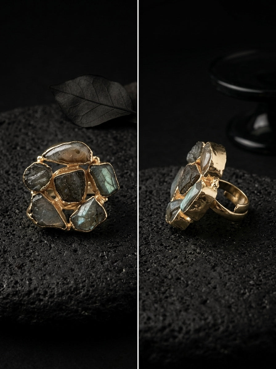 Labradorite Natural Stone Handmade Brass Ring