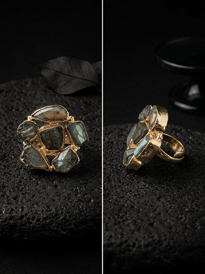 Labradorite Natural Stone Handmade Brass Ring