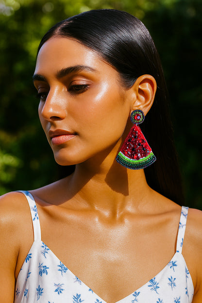 Watermelon Crush Handmade Beaded Earrings