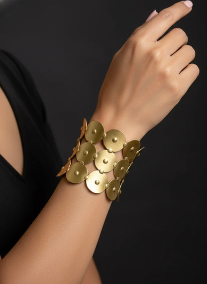Luna Coin Brass Cuff Bracelet