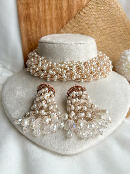 Rosalie Pearl Handmade Necklace + Earrings Set