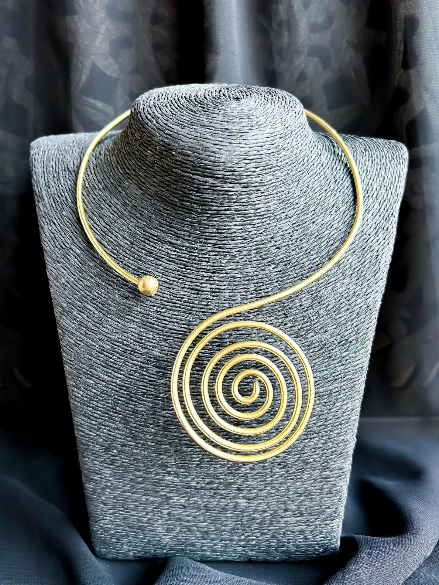 Tribal Spiral Brass Hasli Necklace