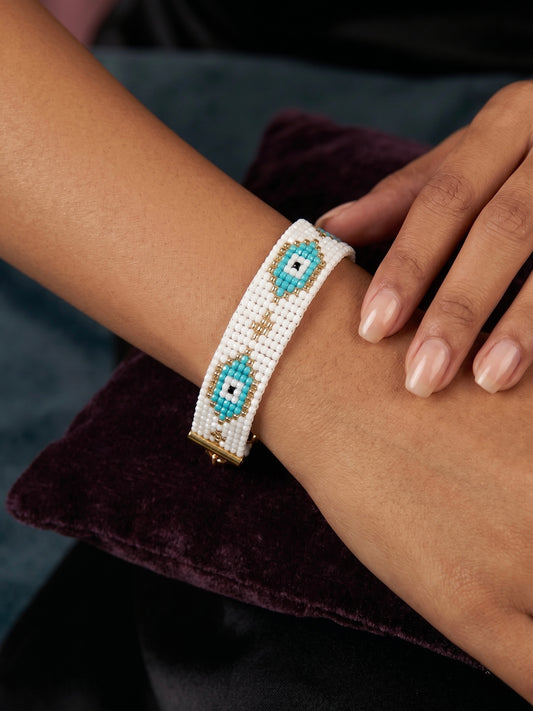 No Bad Vibes Handmade Beaded Evil Eye Bracelet