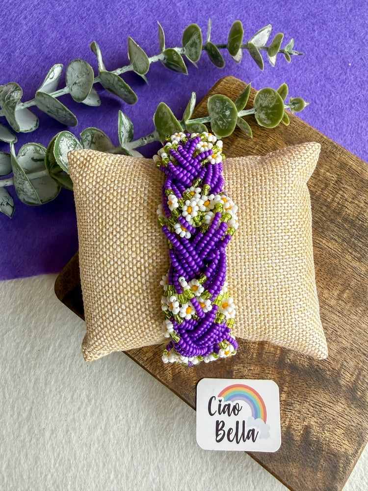 Luxe Flora Purple Handmade Beaded Bracelet