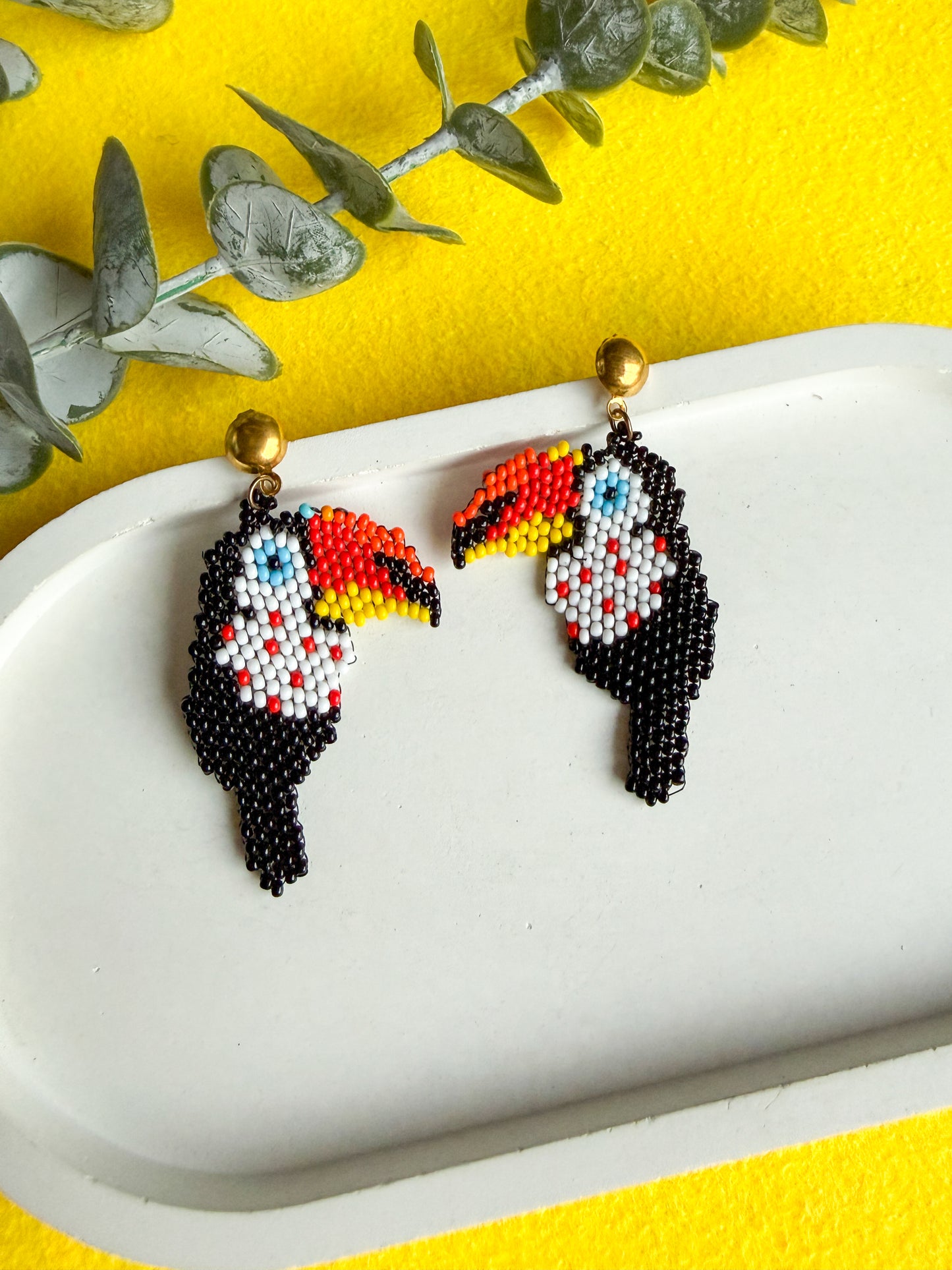 Tropical Tucson Handmade Beaded Bird Earrings
