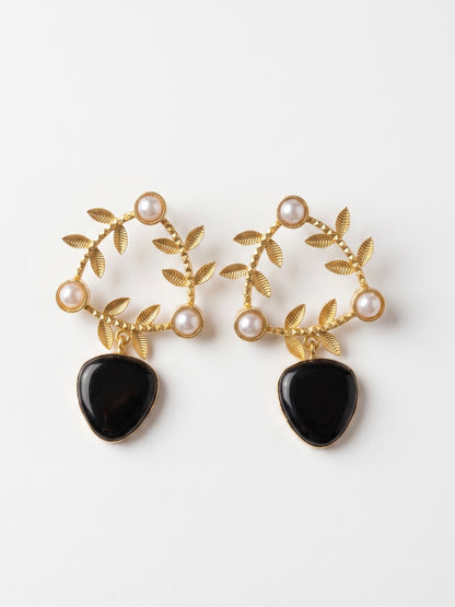 Olivia Black Drop Handmade Brass Earrings