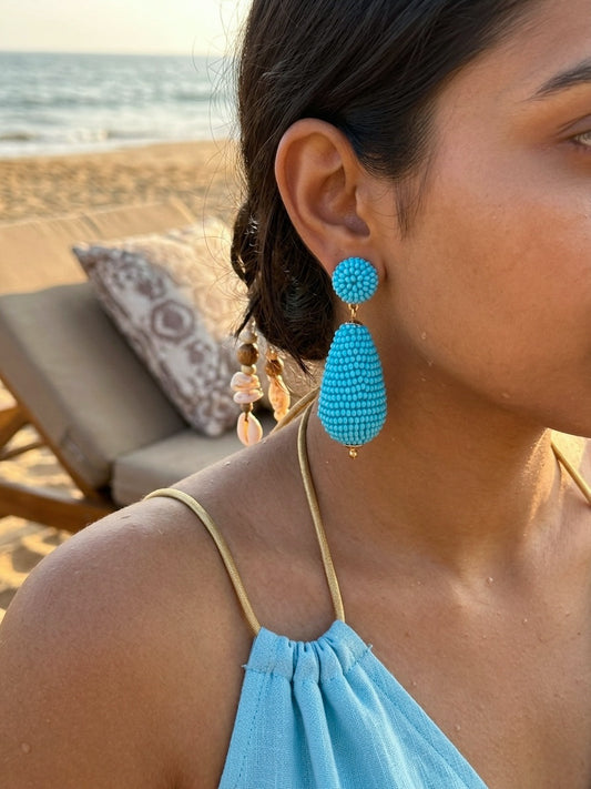 Baby Blue Drop Handmade Beaded Earrings
