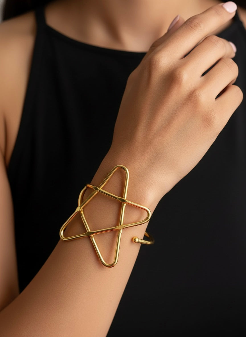 Starry Brass Cuff Bracelet