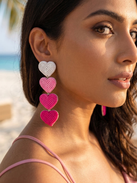 Blush Pink Love Drops Handmade Beaded Earrings