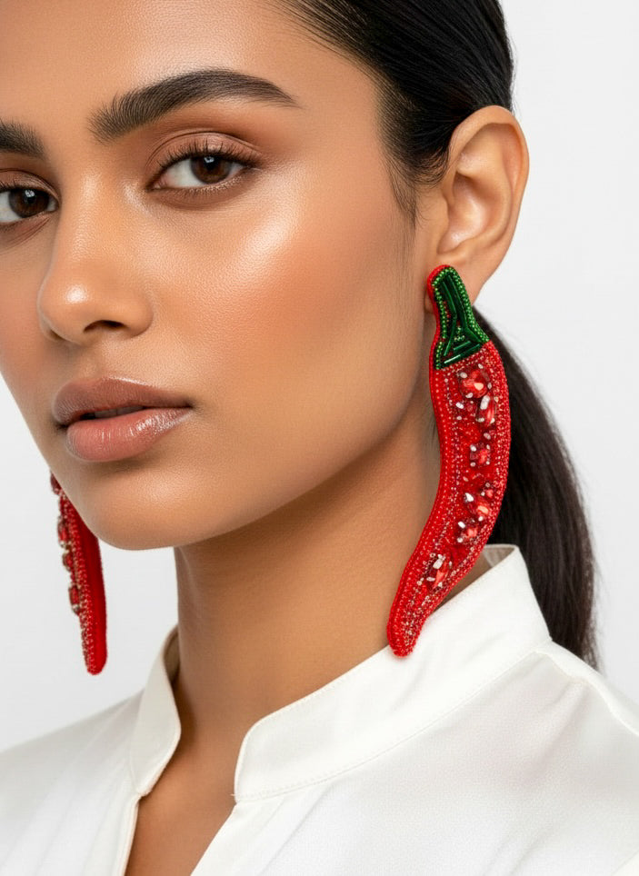 Chilli (Mirchi) Handmade Beaded Earrings