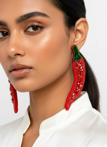 Chilli (Mirchi) Handmade Beaded Earrings