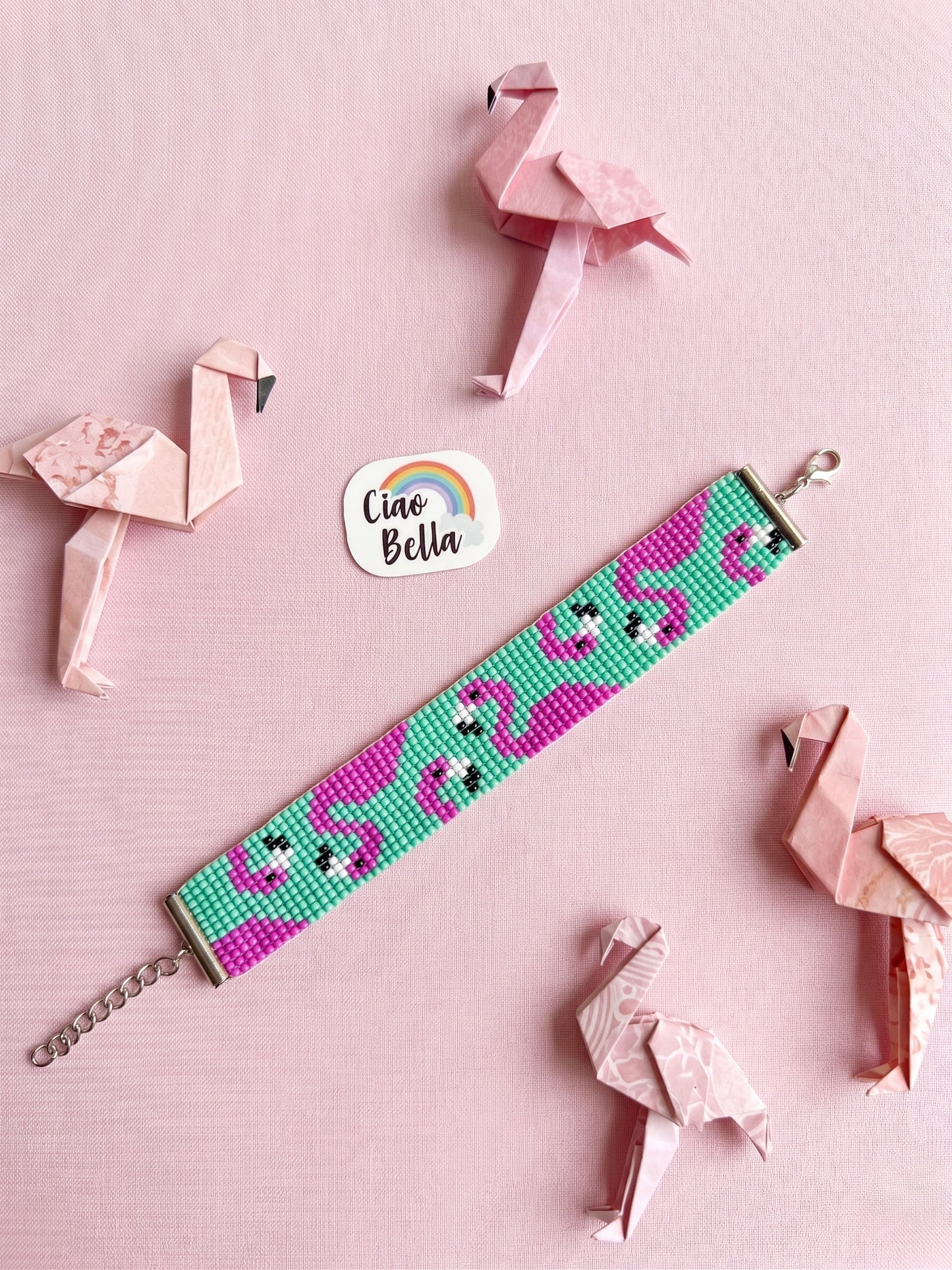 Flamingo Pop Handmade Beaded Bracelet