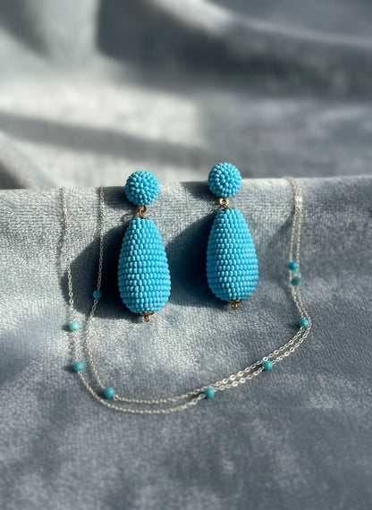 Baby Blue Drop Handmade Beaded Earrings