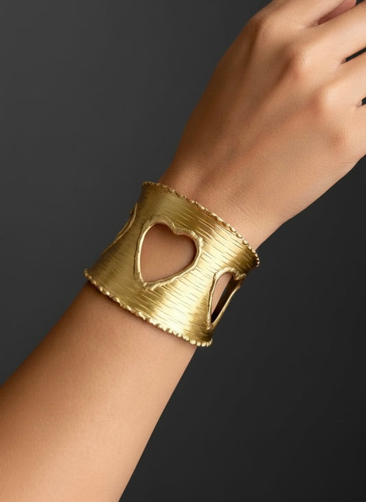 Trinity Heart Brass Cuff Bracelet