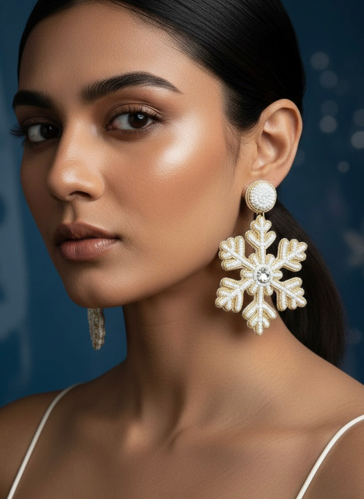 Stella Snowflake Handmade Beaded Earrings