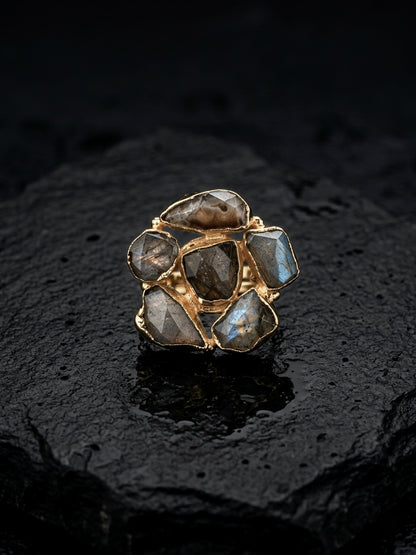 Labradorite Natural Stone Handmade Brass Ring