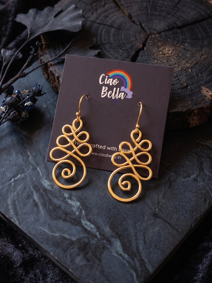 Saira Swirl Handmade Brass Earrings