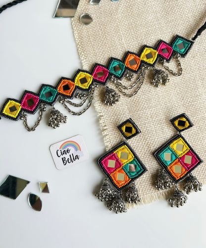 Ranjhana Handmade Beaded Necklace & Earrings Set